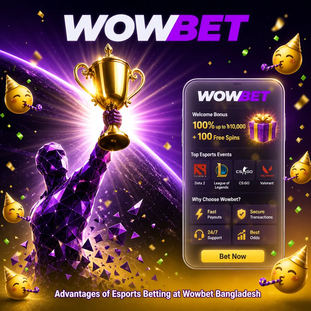 Key benefits of Wowbet esports betting in Bangladesh: bonuses, local payment options, live odds, and mobile app support.