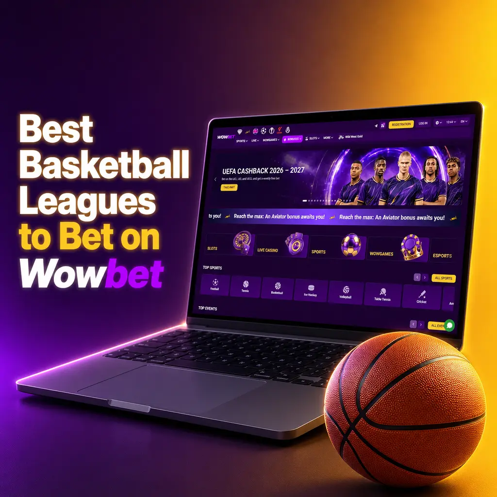 Basketball leagues on Wowbet including NBA, EuroLeague, NCAA, WNBA, FIBA World Cup, CBA, and PBA betting odds