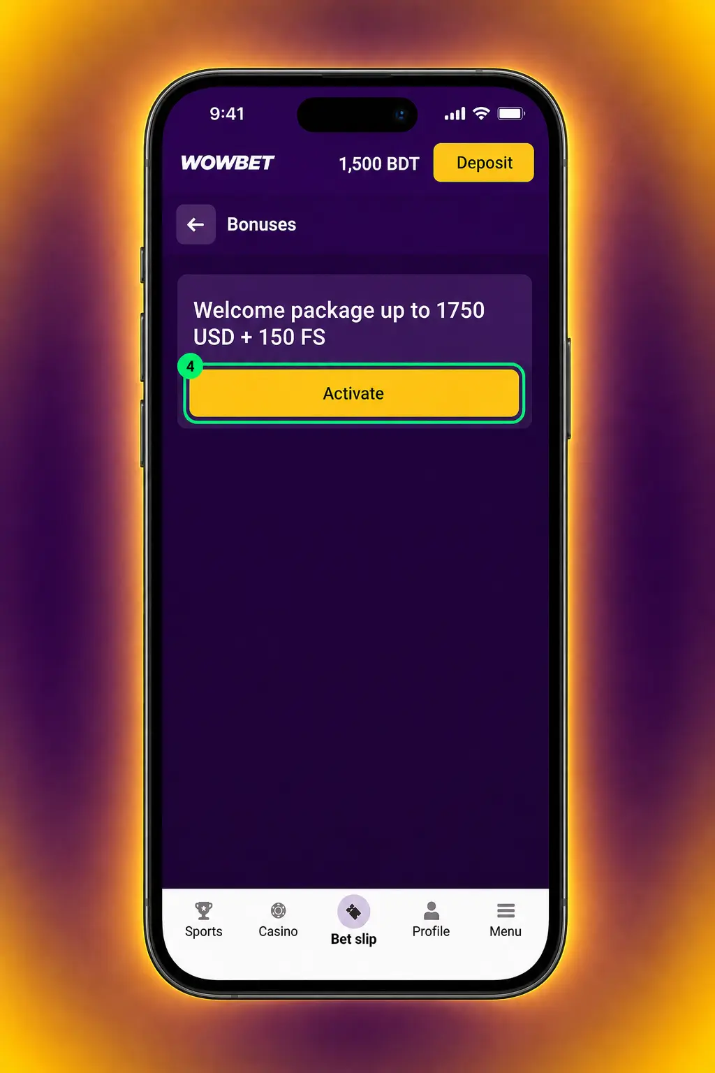 Step-by-step guide showing how to claim the Wowbet registration bonus and activate the welcome offer in Bangladesh