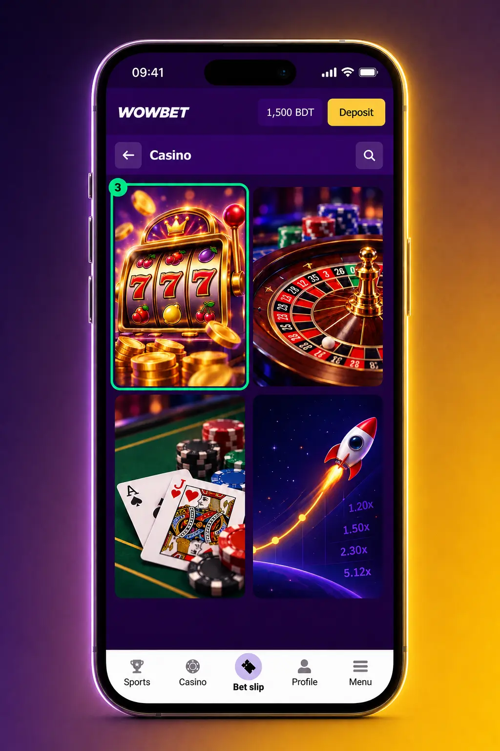 Step-by-step guide showing how to log in, deposit funds, and play slots or live casino games on Wowbet.