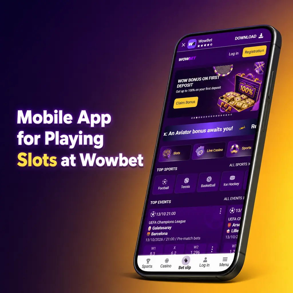 Wowbet mobile app slots lobby showing game categories and spin controls for Android and iOS users in Bangladesh