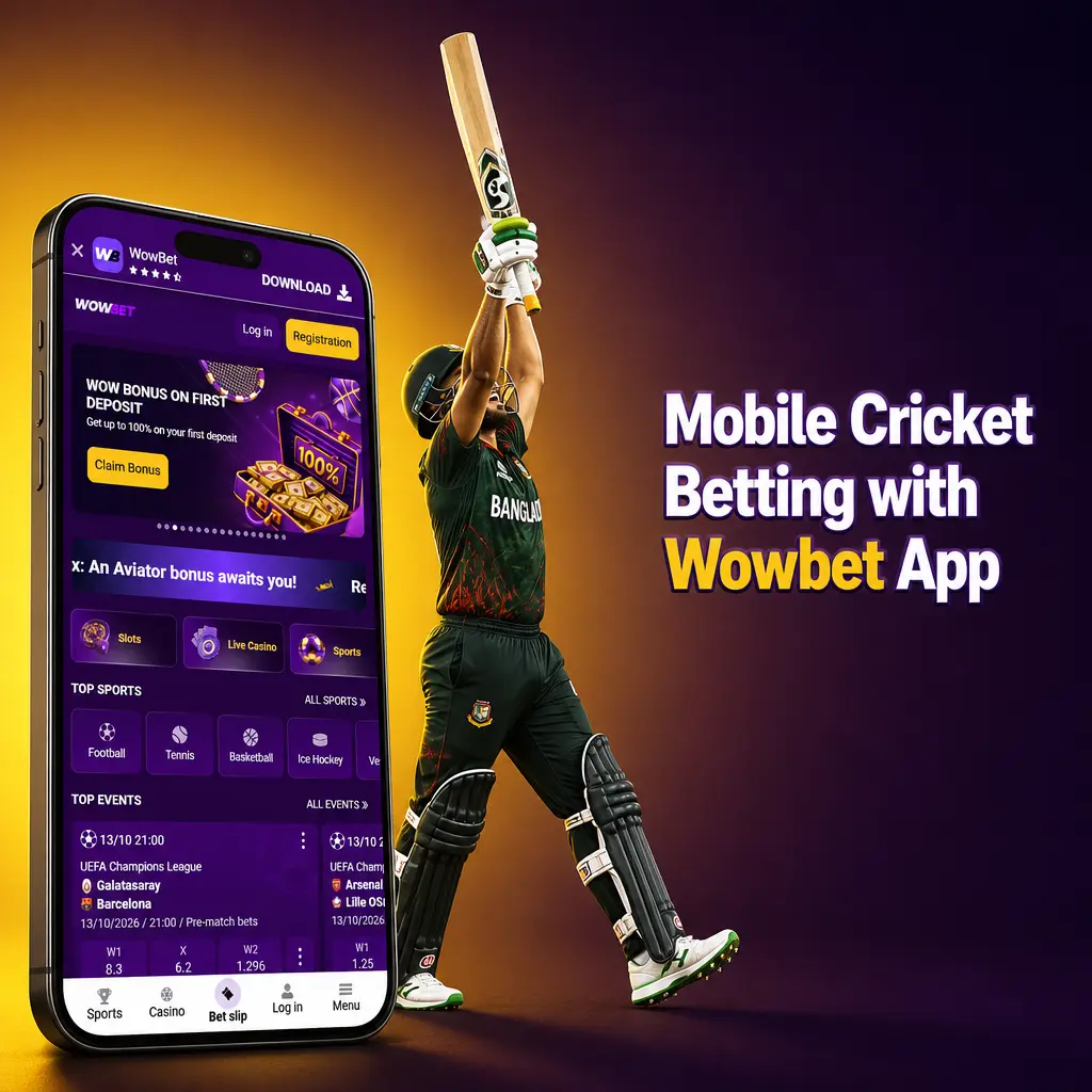 Wowbet mobile app for cricket betting on Android and iOS with live odds and quick access to IPL matches
