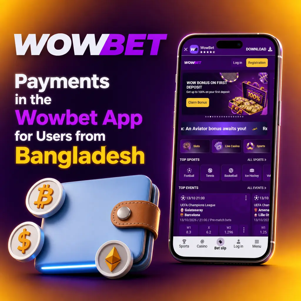 Wowbet app payment options for Bangladesh users: bKash, Nagad, VISA, Mastercard, USDT, Bitcoin, and Ethereum with instant deposits.