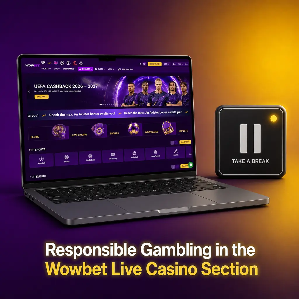 Wowbet Live Casino lobby settings showing session and bet limit controls for responsible gambling