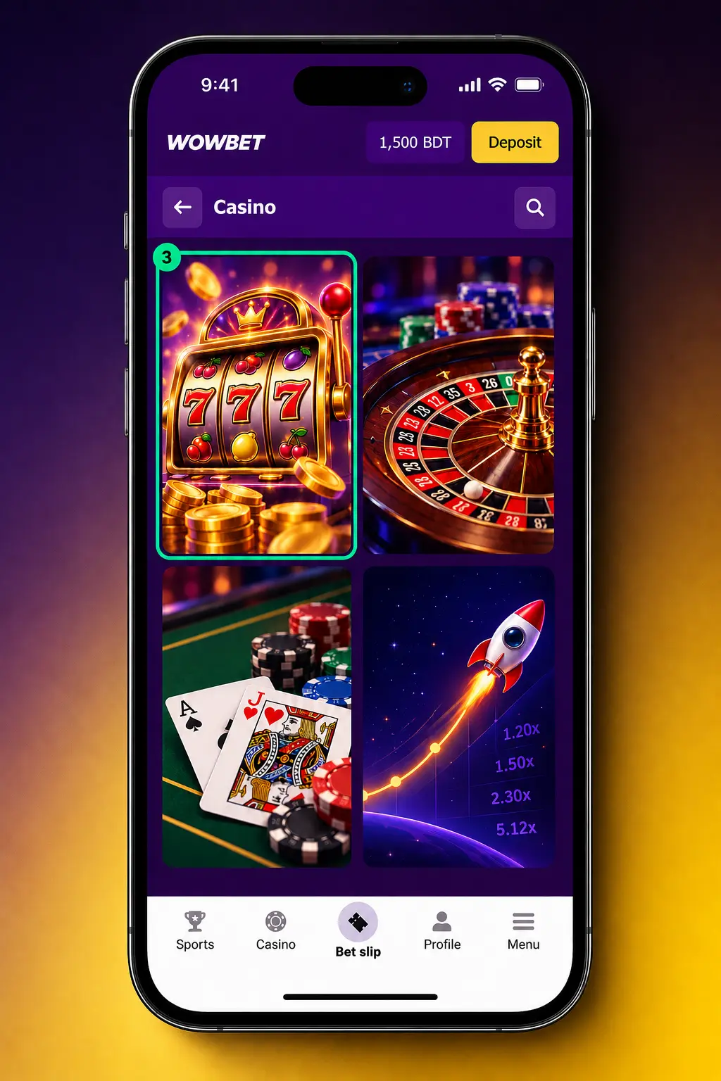Steps to start playing at Wowbet Casino: log in, open casino section, browse games, select a title, and place your bet.