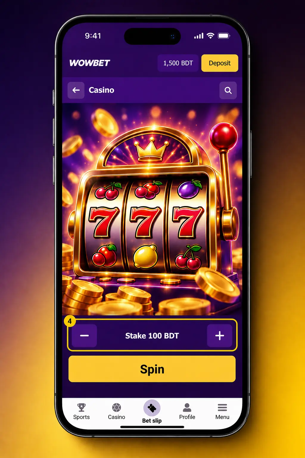 Steps to start playing at Wowbet Casino: log in, open casino section, browse games, select a title, and place your bet.