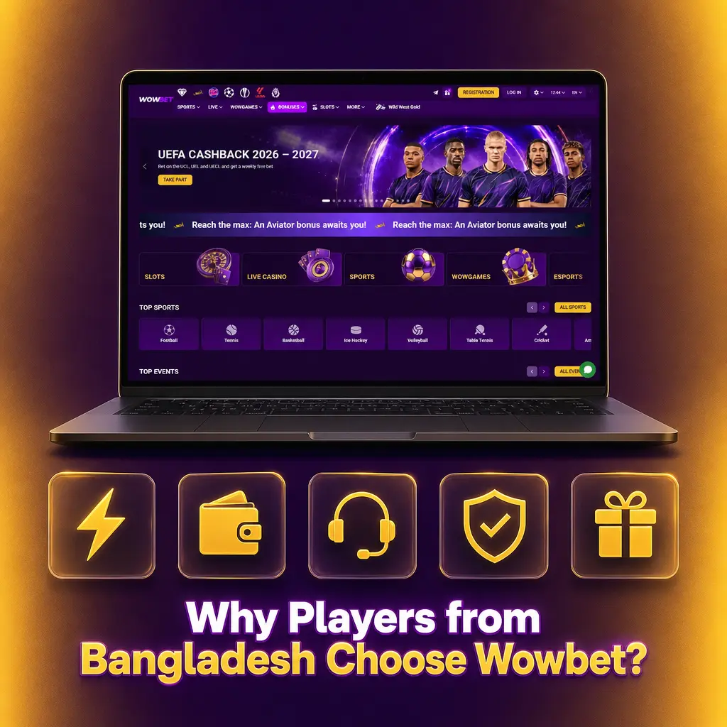 Wowbet casino features for Bangladesh players: bKash, Nagad, Bengali support, crypto deposits, 24/7 live chat, and fast withdrawals.