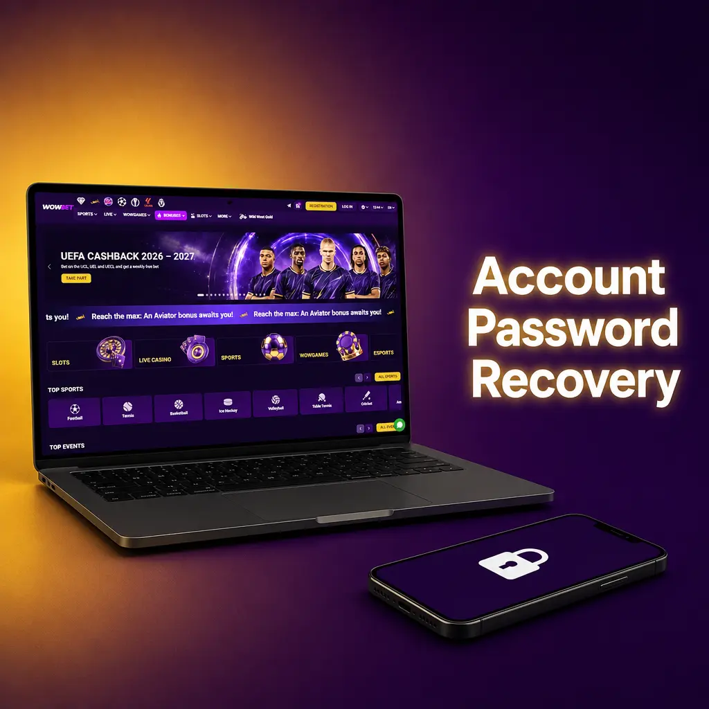 Wowbet account password recovery steps using phone number or email verification