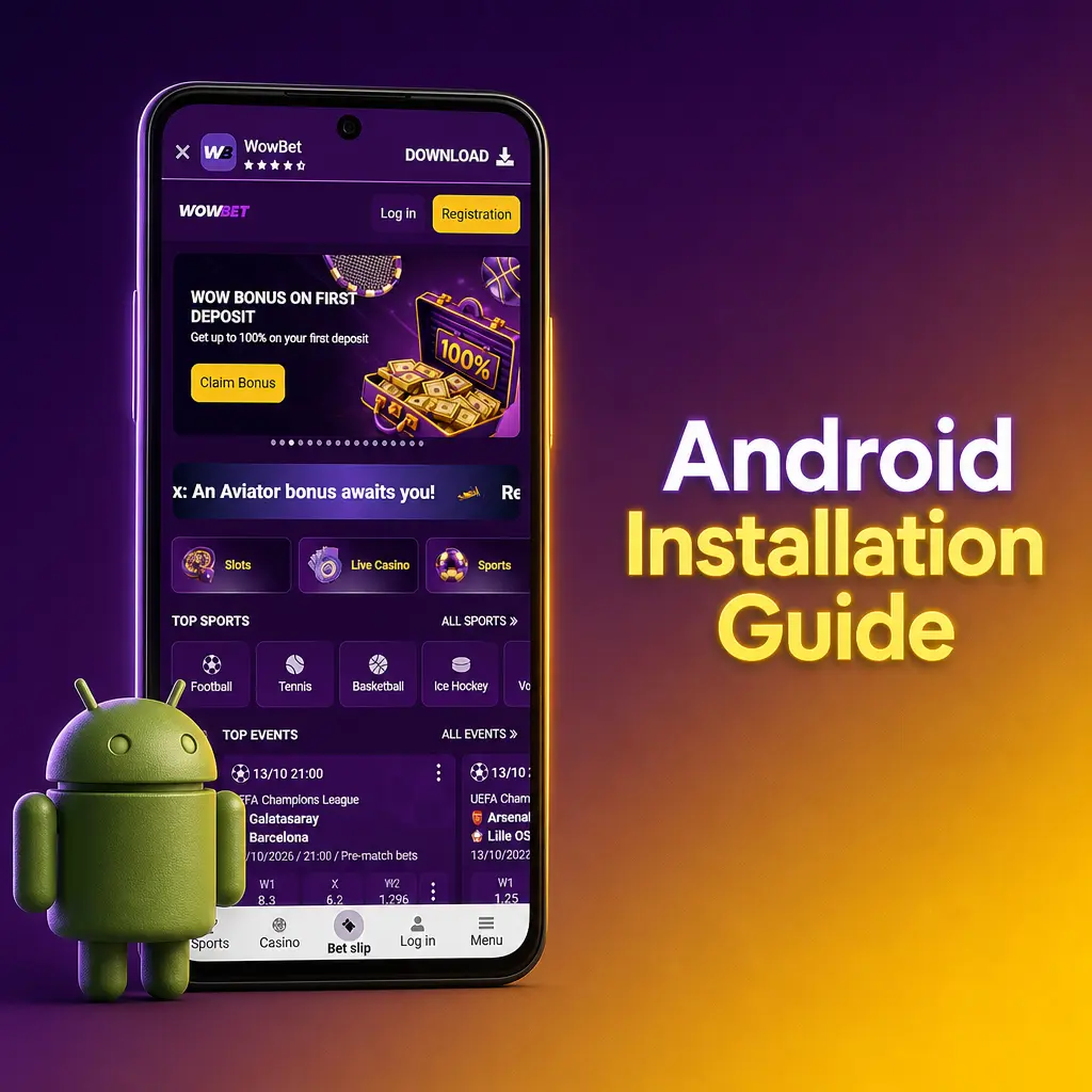 Step-by-step Android installation guide for Wowbet app: download APK, install, log in, and bet on Dota 2 matches