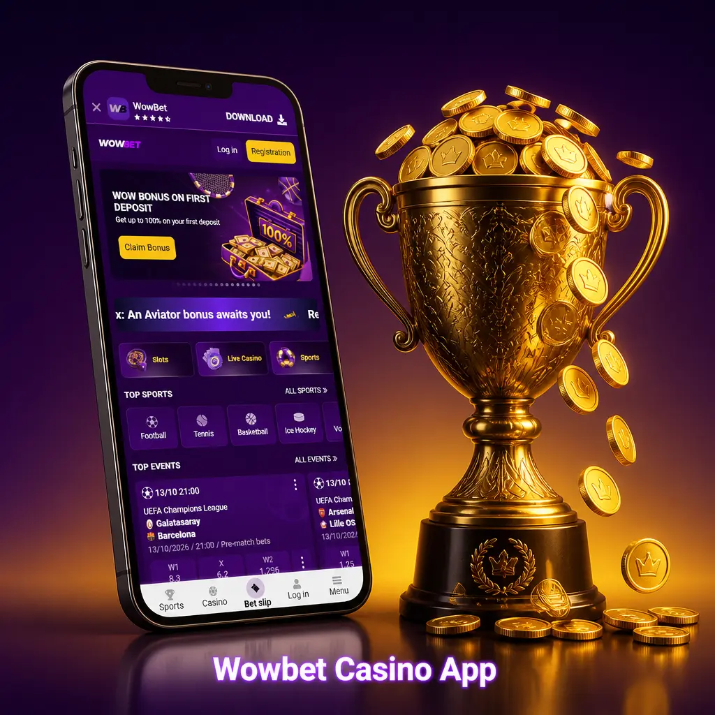 Wowbet Casino app screen showing live dealer tables, slots, and game shows from Pragmatic Play, Evolution, and Spribe.