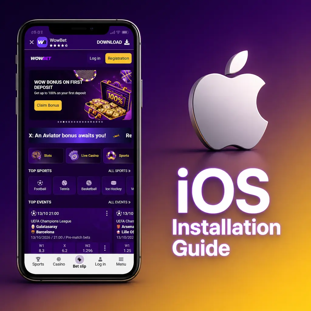 Step-by-step guide to installing Wowbet's progressive web app on iPhone via Safari and Add to Home Screen.
