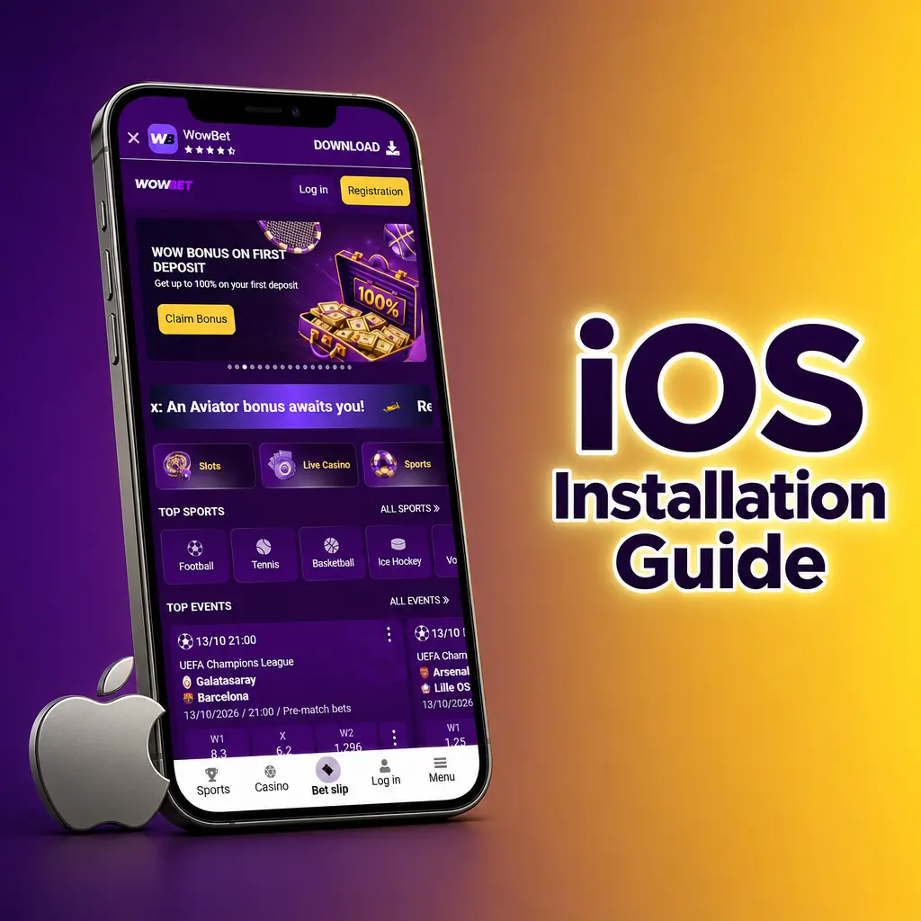 Step-by-step iOS installation guide showing how to add Wowbet to iPhone home screen via Safari for tennis betting