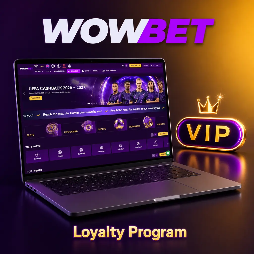 Wowbet Club loyalty program tiers chart showing comp points, cashback rates, and rewards from Bronze to Diamond level.