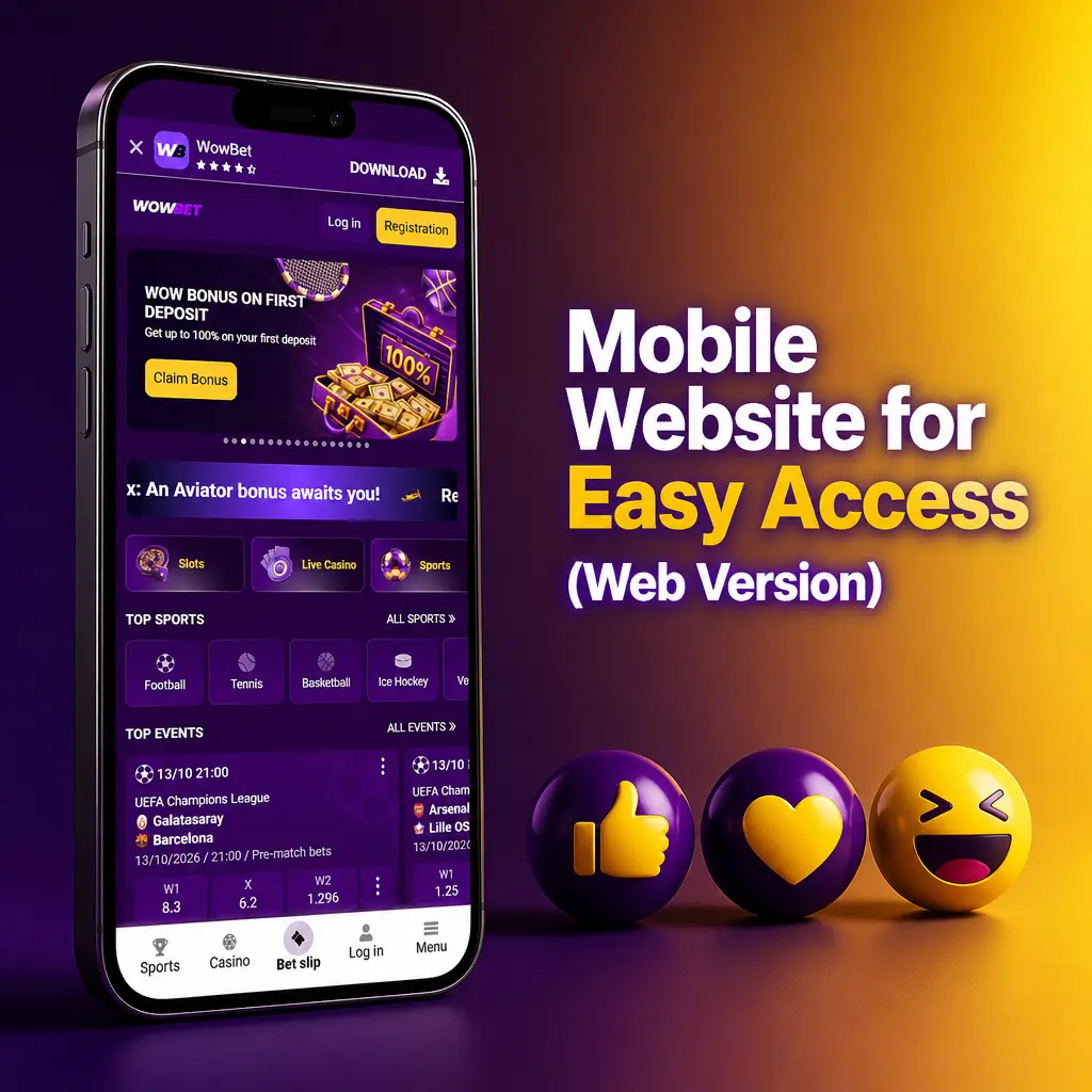 Wowbet mobile web version offering 5,000+ games, no download, auto updates, and cross-device sync for easy browser-based access.