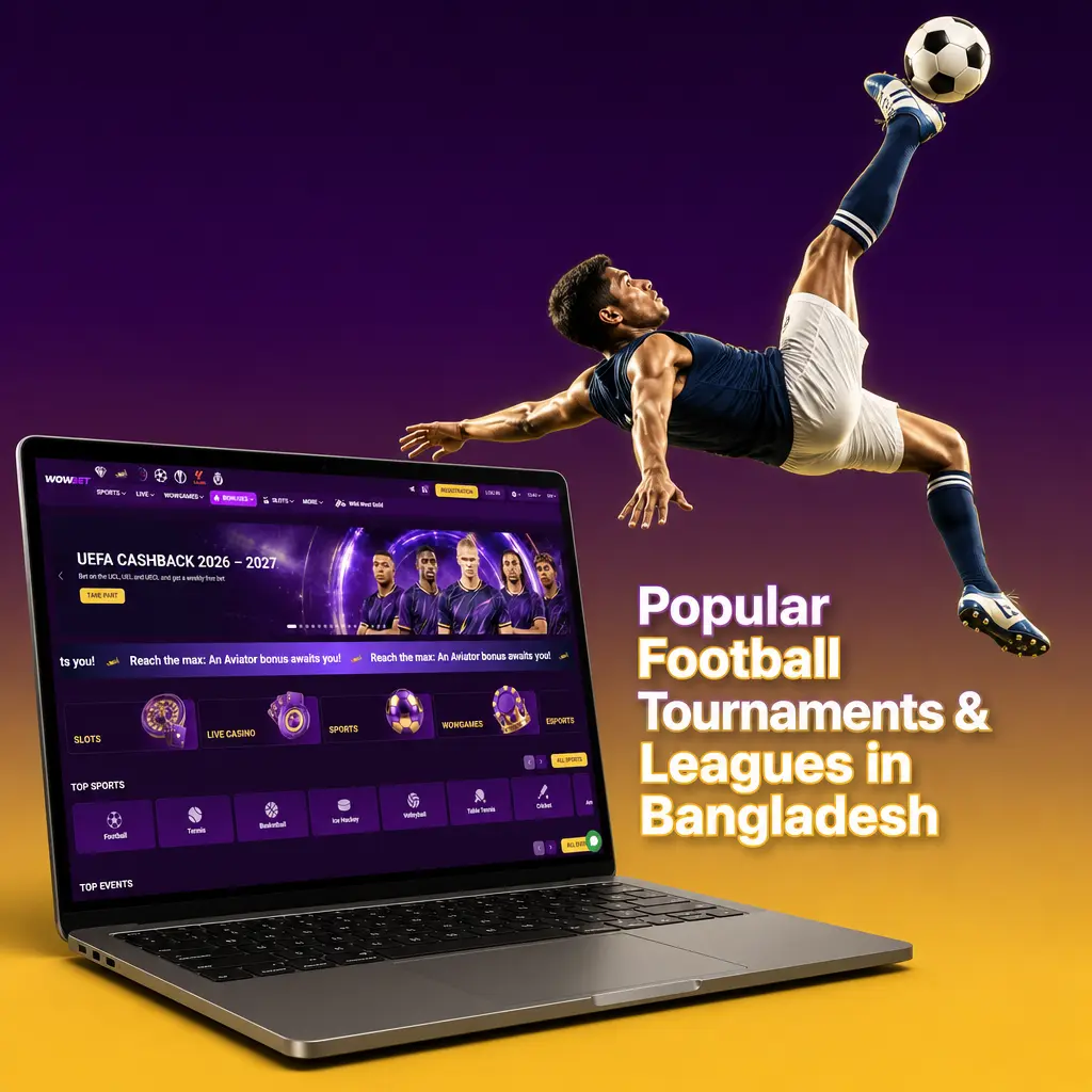 Wowbet football betting markets covering World Cup, Champions League, Premier League, and Bangladesh Premier League fixtures.