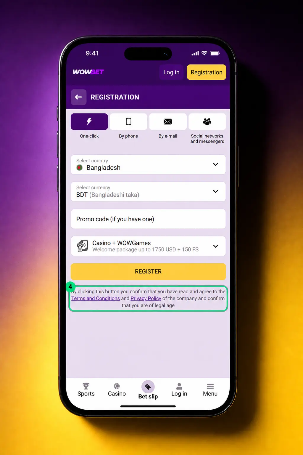 Wowbet sign up instructions showing step-by-step account registration process on the website