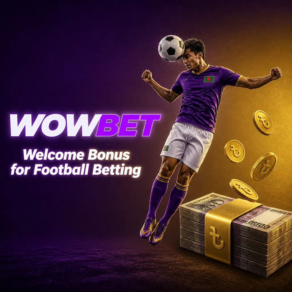 Wowbet football welcome bonus: 100% deposit match up to 206,850 BDT plus 150 free spins with code WOWFOOTBALL